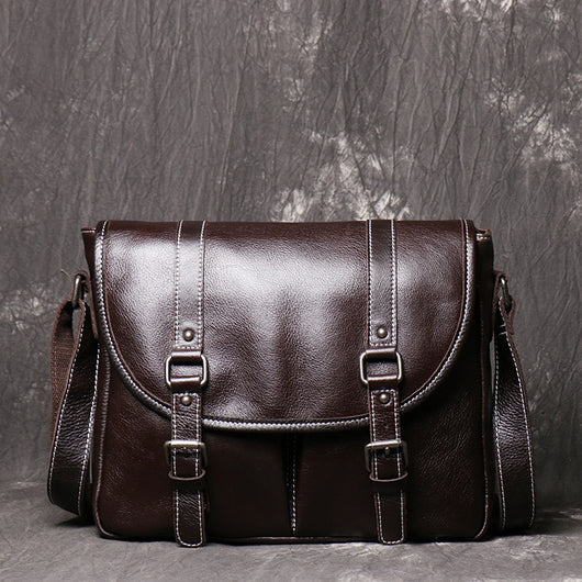 Bolso Bandolera de Cuero Genuino Gran Capacidad para Hombre - Image 6