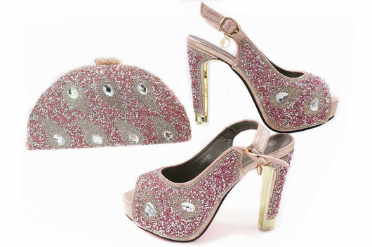 Zapatos Peep Toe Fiesta Elegantes con Bolso Juego