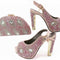 Zapatos Peep Toe Fiesta Elegantes con Bolso Juego