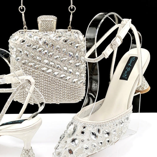 Sandalias de Tacón Alto con Strass y Bolso a Juego con Borlas 3D - Image 2