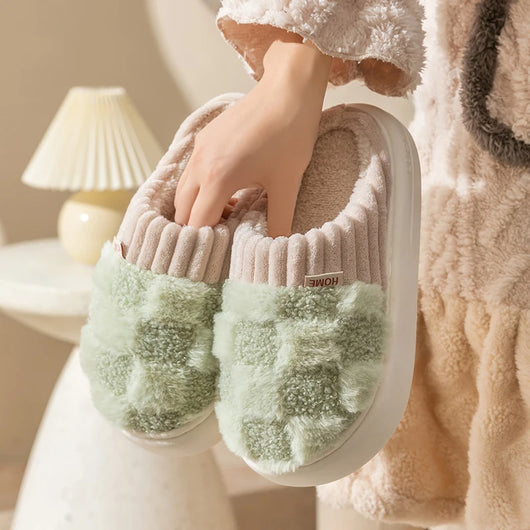 Pantuflas de Cuadros Cálidas para Mujer - Zapatillas de Casa Acolchadas con Suela Antideslizante - Image 3