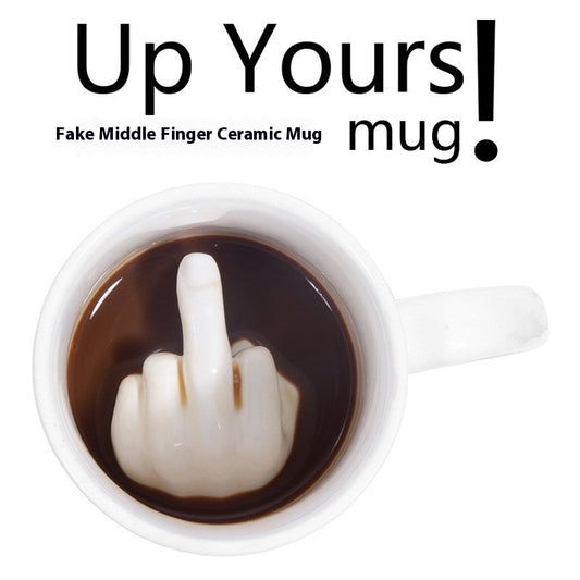 Taza de Cerámica con Diseño Irreverente - Taza Personalidad Dedo Medio