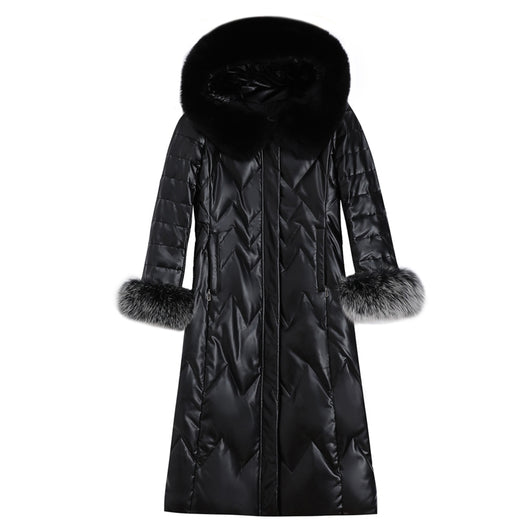 Chaqueta Acolchada con Cuello de Piel de Zorro y Capucha para Mujer - Image 5