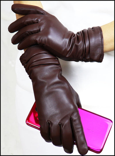 Guantes de Cuero Gamuza Premium para Mujer con Puño Extendido - Image 29