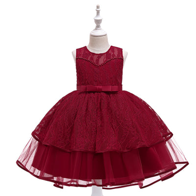 Vestido Princesa Niña con Encaje y Malla Bordada - Image 8