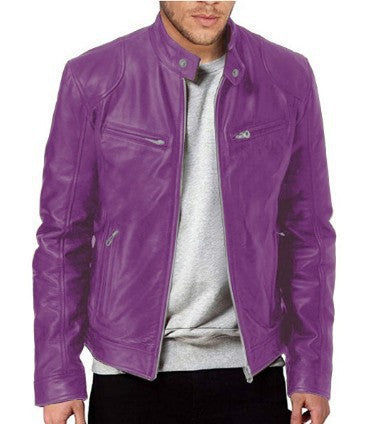 Chaqueta de Cuero para Hombre con Cuello Alto Estilo Punk - Image 15