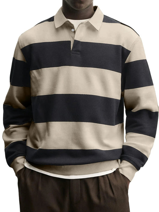 Camiseta Holgada de Rayas con Cuello Relajado y Mangas Largas - Image 11