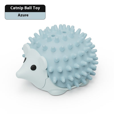 Grass green hedgehog catnip ball toy with a spiky back and smooth face, designed for scratching and play. - Image 7