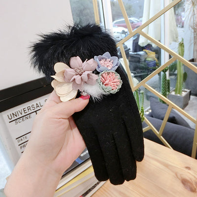 Guantes de Lana Térmica para Mujer con Bolitas de Pelaje - Image 2