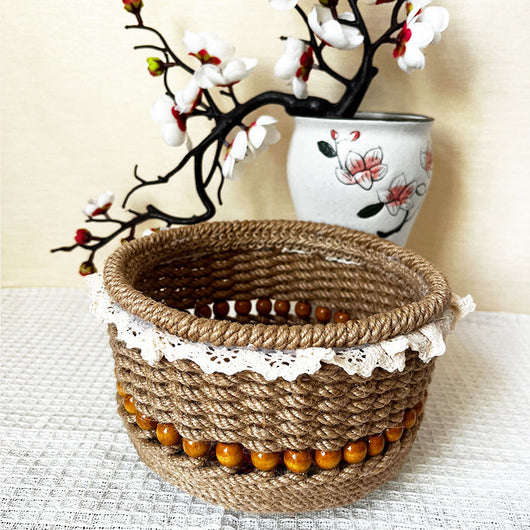 Cesta de Almacenamiento Tejida a Mano - Diseño Retro Minimalista - Image 9