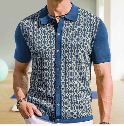 Cardigan Jacquard de Lino Tencel Manga Corta para Hombre - Image 20