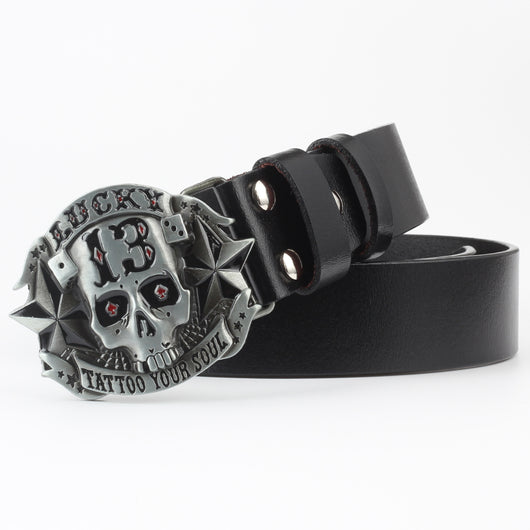 Cinturón de Cuero Puro con Diseño Calavera Casual - Image 18
