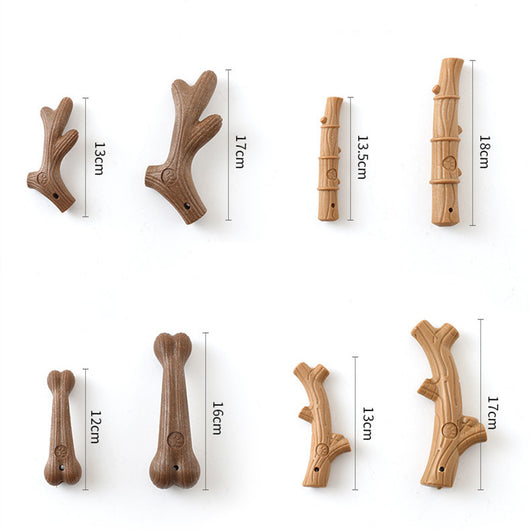 Brown bone-shaped dog chew toy with a paw print detail and small hole, designed for small dogs. - Image 7