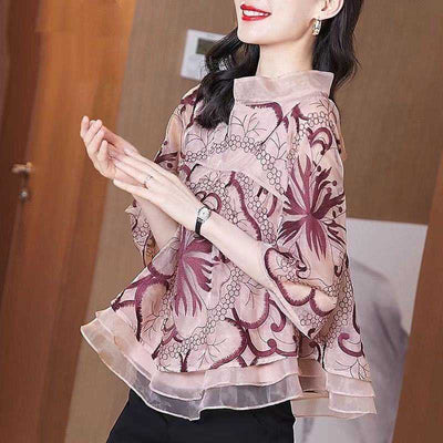 Blusa Estampada de Gasa Verano Diseño Elegante con Cobertura Estratégica para Mujer - Image 7