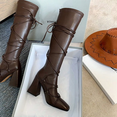 Botas de Tacón Grueso hasta la Rodilla - Estilo y Comodidad - Image 3
