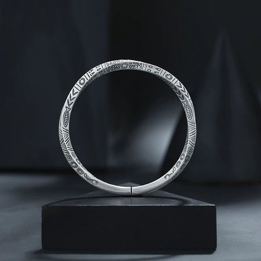 Pulsera de Plata 999 Totem Retro para Parejas - Diseño Tailandés Minimalista - Image 2