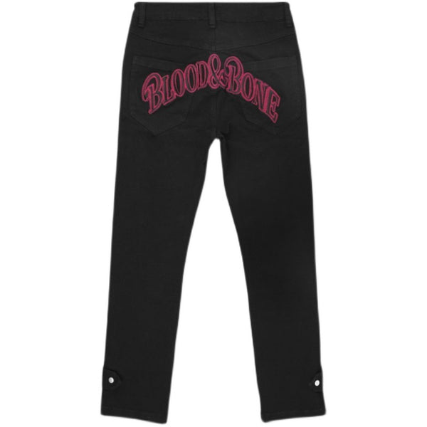 Pantalón Denim Negro Hip Hop Bordado Corte Recto Hombre - Image 3