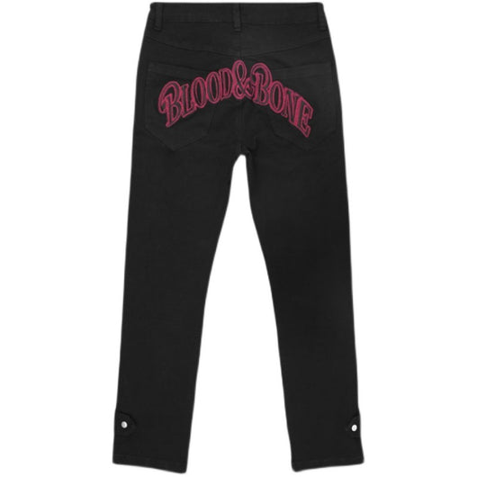 Pantalón Denim Negro Hip Hop Bordado Corte Recto Hombre - Image 3