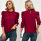 Camisa Casual de Cuello Alto con Mangas de Cinco Puntos