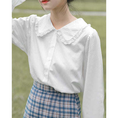 Blusa Blanca de Cuello Muñeca Diseño Exclusivo Primavera Otoño