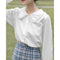 Blusa Blanca de Cuello Muñeca Diseño Exclusivo Primavera Otoño