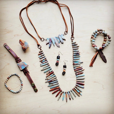 **Aqua Terra and Wood Drop Earrings 225d