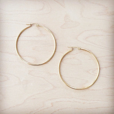 **Large Stainless Steel Hoop Earrings 18K Gold Plating 219c