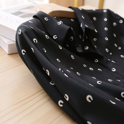 Blusa Suelta de Seda Elastizada con Estampado para Mujer - Image 5