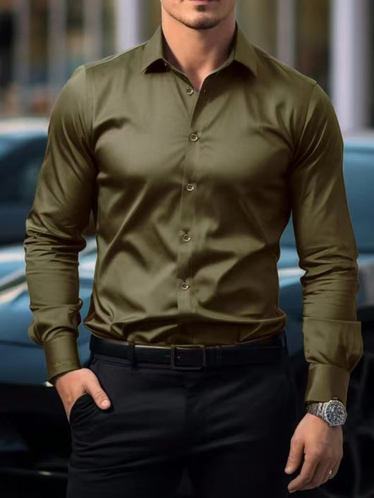 Camisa Ejecutiva de Manga Larga Color Sólido - Image 17