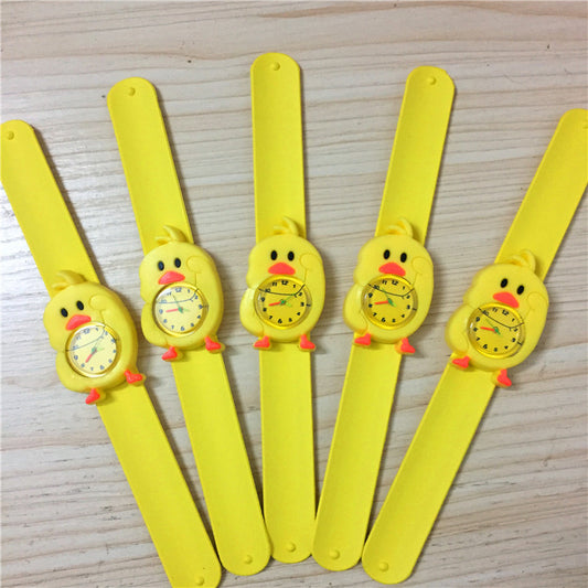 Reloj de Cuarzo Infantil Pato Amarillo PVC con Diseño Aplaudidor