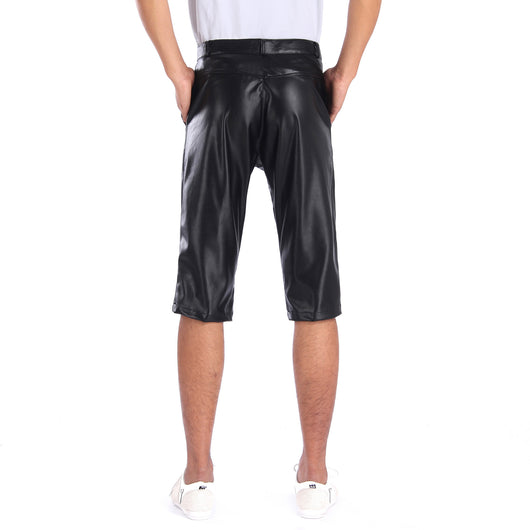Pantalones Cortos de Cuero Stretch Tejidos Cinco y Seis Puntos para Hombre - Verano - Image 6