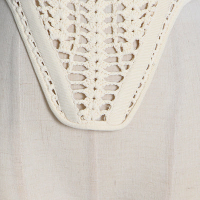 Chaleco Calado Mujer Cuello Bajo Diseño Fishbone Transparente - Image 9
