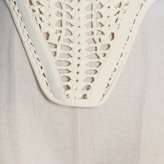 Chaleco Calado Mujer Cuello Bajo Diseño Fishbone Transparente - Image 9