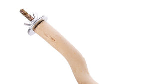 Natural wooden bird perch with an irregular branch-like shape and metal screw attachment, held by a hand. - Image 12