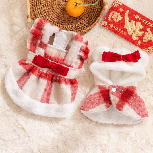 Vestido Navideño Cálido para Perro Bichón - Ropa de Invierno para Mascotas