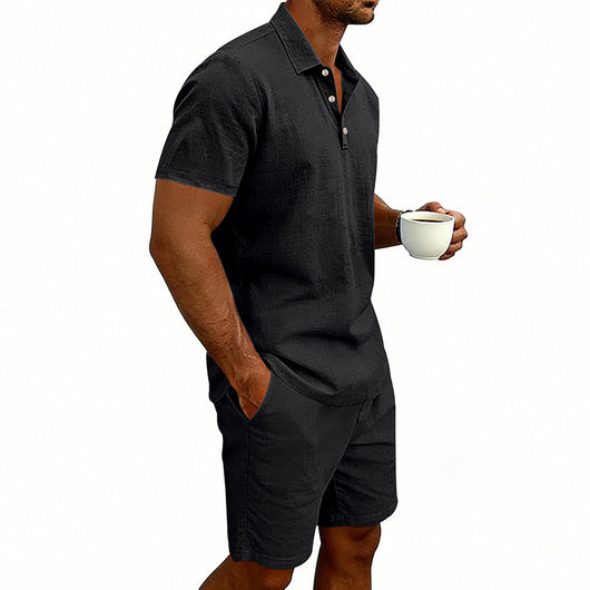 Conjunto de Shorts y Camiseta de Lino para Hombre - Ajuste Relajado - Image 29