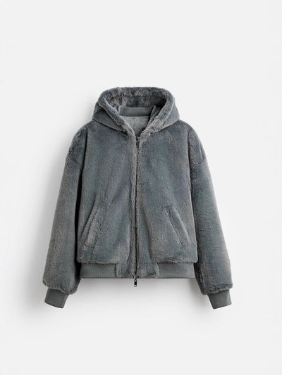 Chaqueta Bomber Reversible con Capucha de Cuero Sintético para Hombre - Image 6