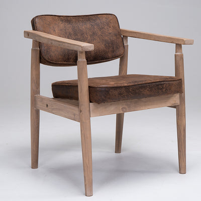 Silla Retro de Madera Maciza con Respaldo y Reposabrazos para Café - Image 8