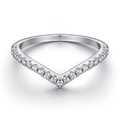 Anillo de Diamante en V para Dedo Índice - Media Caña en Plata - Image 5