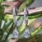 Women's Short Sterling Silver Drop Earrings With Diamond Pear Shape Pearshaped diamond