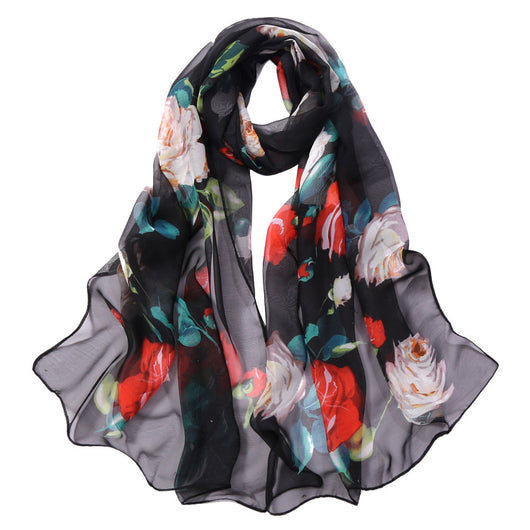 Pañuelo de Seda con Protección Solar y Estampado de Rosas - Image 16
