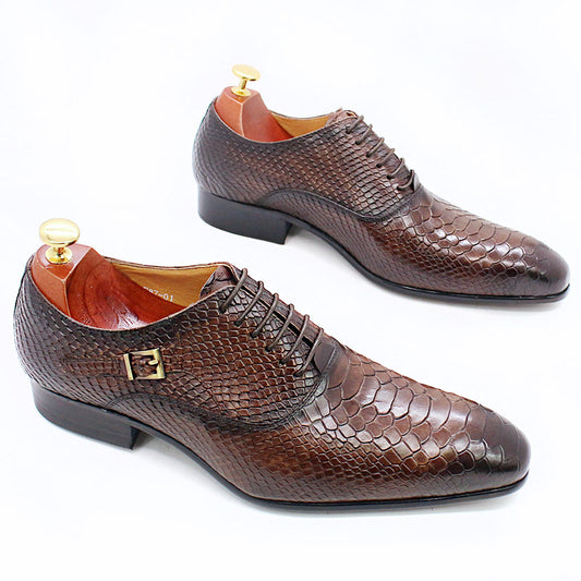 Zapatos de Cuero con Estampado Serpiente para Hombre - Calzado Ejecutivo Premium