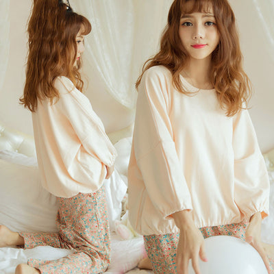 Pijama Largo de Seda de Leche con Estampado Floral - Conjunto Cómodo para Otoño e Invierno - Image 5