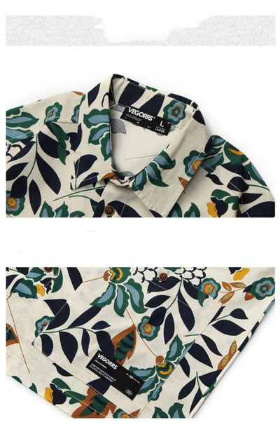 Camisa Retro Floral Estampado Completo Manga Corta Unisex - Image 4