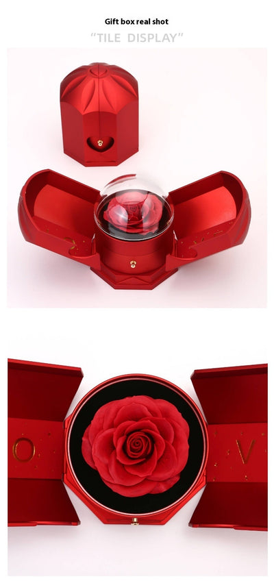 Caja de Regalo Collar con Flores Rosas de Doble Apertura - Image 11