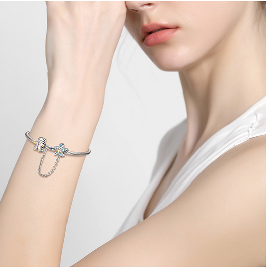 Pulsera de Plata Esterlina 925 con Copo de Nieve y Muñeco de Nieve - Accesorio DIY Navideño - Image 9