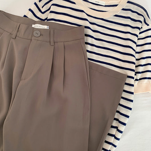 Pantalón Ancho Cintura Alta Beige Verano Casual Holgado - Image 10
