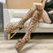 Botas Altas de Tacón con Estampado de Leopardo