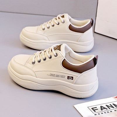 Tenis Blancos de Cuero Estilo Coreano Multiuso para Mujer - Image 6