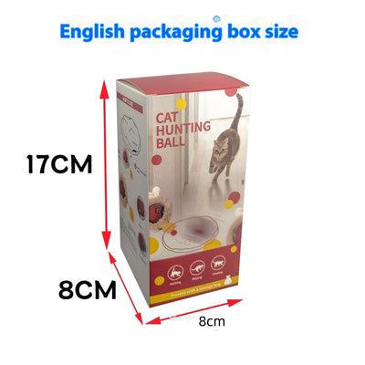 Cat self-play ball three-piece set with a red hunting ball, patterned drawstring storage bag, and a plush toy. - Image 9